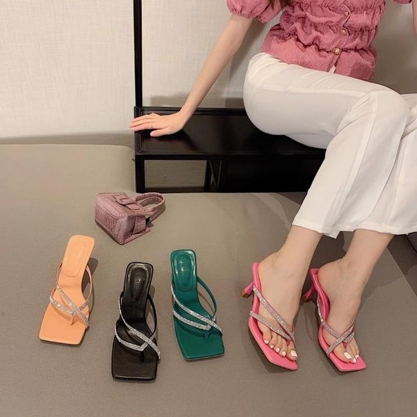 slippers fashion women clip toe sandals slides thin high heels rhinestone elegant party pumps crystal, Black
slippers fashion women clip toe sandals slides thin high heels rhinestone elegant party pumps crystal, Black
