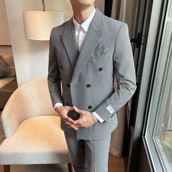 men's suits & blazers autumn fashion black white slim suit set korean men luxury blazer two-piece vestito uomo smoking, White;black
men's suits & blazers autumn fashion black white slim suit set korean men luxury blazer two-piece vestito uomo smoking, White;black