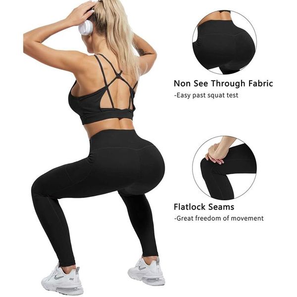 women's leggings multi pocket high waist hemmed in four sides peach hip elastic fitness pants drop sport, Black
women's leggings multi pocket high waist hemmed in four sides peach hip elastic fitness pants drop sport, Black