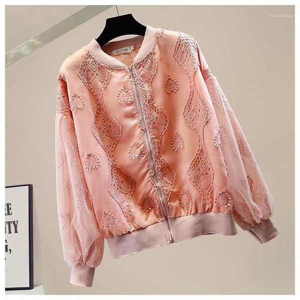 women's jackets lace jacket women fashion mesh patch lantern sleeve crew neck zipper coat female lady casual outwear short pink white, Black;brown
women's jackets lace jacket women fashion mesh patch lantern sleeve crew neck zipper coat female lady casual outwear short pink white, Black;brown
