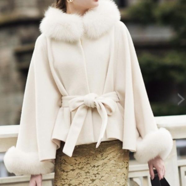 women's wool & blends fur collar elegant all-match belt cape jackets winter sweet temperament solid thick coats women plush warm outerw, Black
women's wool & blends fur collar elegant all-match belt cape jackets winter sweet temperament solid thick coats women plush warm outerw, Black