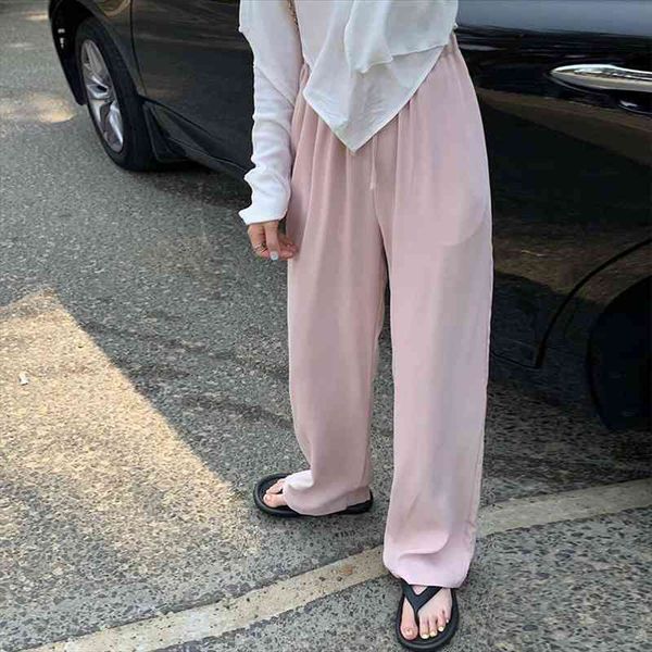 casual loose straight long pants women drawstring solid elastic waist wide leg trousers korean leisure baggy clothes summer, Black;white
casual loose straight long pants women drawstring solid elastic waist wide leg trousers korean leisure baggy clothes summer, Black;white