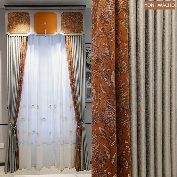 curtain & drapes custom living room luxury american bay window orange stitching grey cloth blackout valance tulle drape c829
curtain & drapes custom living room luxury american bay window orange stitching grey cloth blackout valance tulle drape c829