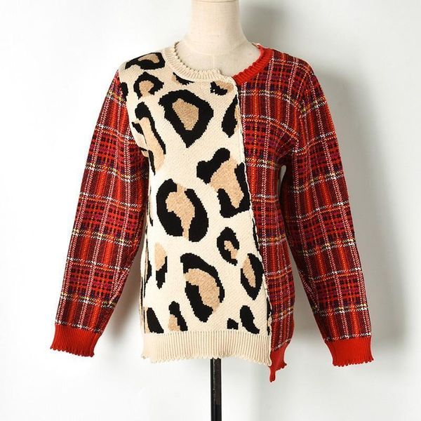 women's knitted sweater winter 2021 leopard pattern check asymmetric knitwear pullover sweaters, White;black
women's knitted sweater winter 2021 leopard pattern check asymmetric knitwear pullover sweaters, White;black