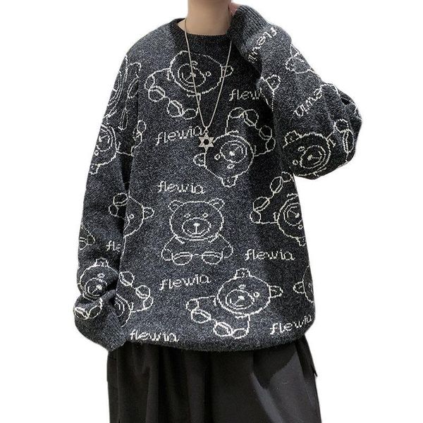 men's sweaters style fashion men and women sweater cartoon cute knitted pullover couple o-neck casual streetwear, White;black
men's sweaters style fashion men and women sweater cartoon cute knitted pullover couple o-neck casual streetwear, White;black