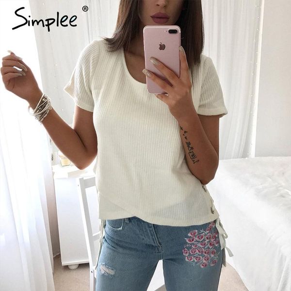 women's blouses & shirts simplee lace up irregular women sweater tees winter short sleeve split blouse female autumn hollow out blu, White
women's blouses & shirts simplee lace up irregular women sweater tees winter short sleeve split blouse female autumn hollow out blu, White