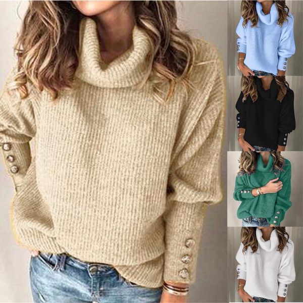 women's sweaters turtleneck sweater women pullovers fashion ladies solid round collar buttond long sleeve knitted casual warm s-5xl, White;black
women's sweaters turtleneck sweater women pullovers fashion ladies solid round collar buttond long sleeve knitted casual warm s-5xl, White;black