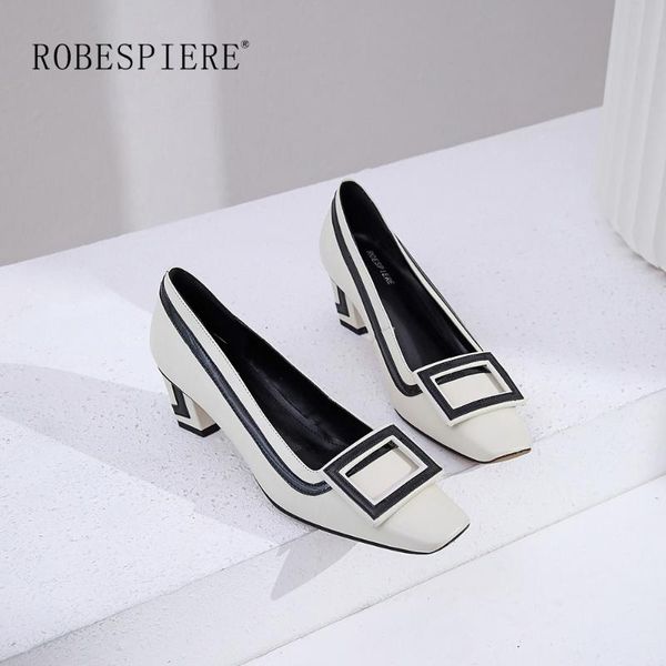 dress shoes robespiere party women pumps fashion striped mixed color shallow genuine leather square toe med heels a17, Black
dress shoes robespiere party women pumps fashion striped mixed color shallow genuine leather square toe med heels a17, Black