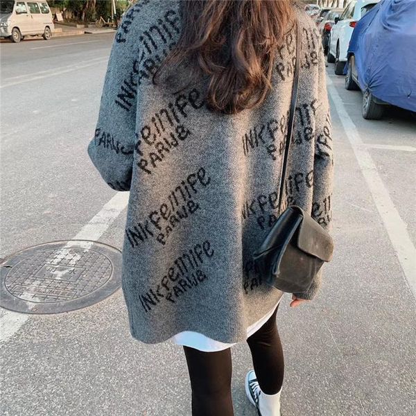women's sweaters autumn 2021 knitted cardigan trendy korean style wide, White;black
women's sweaters autumn 2021 knitted cardigan trendy korean style wide, White;black