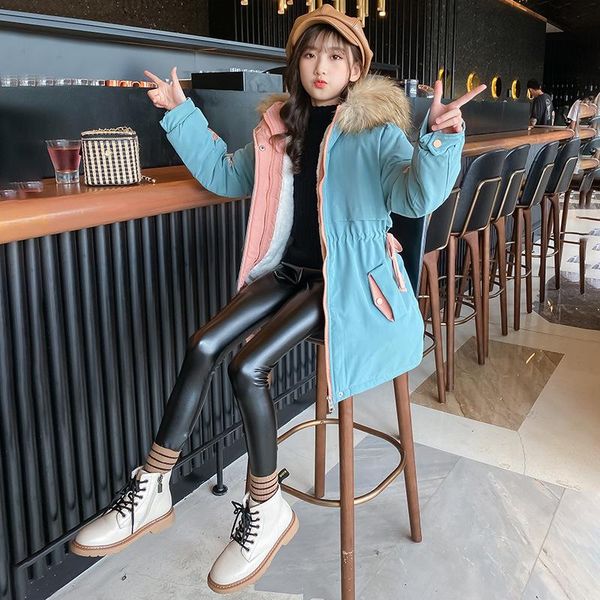 down coat fleece girl windbreaker winter children big fur collar hooded padded jacket kids parker outerwear teen thick warm heavy, Blue;gray
down coat fleece girl windbreaker winter children big fur collar hooded padded jacket kids parker outerwear teen thick warm heavy, Blue;gray
