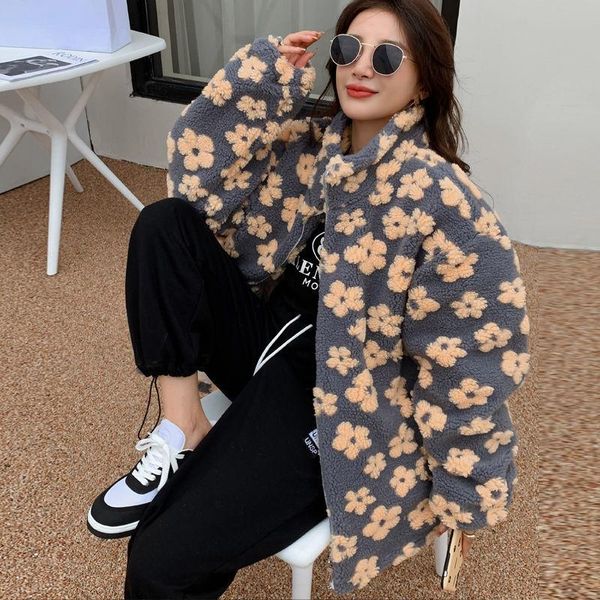 women's fur & faux winter women warm lamb wool jacket female flower print cotton teddy coat casual stand collar loose fluffy h240, Black
women's fur & faux winter women warm lamb wool jacket female flower print cotton teddy coat casual stand collar loose fluffy h240, Black