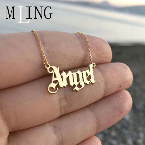 pendant necklaces mling vintage gold alloy necklace fashion angel letter choker for women, Silver
pendant necklaces mling vintage gold alloy necklace fashion angel letter choker for women, Silver