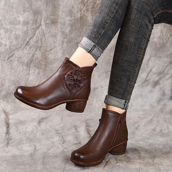 boots 2021 spring autumn women genuine leather thick heels ankle for shoes retro flower zipper short, Black
boots 2021 spring autumn women genuine leather thick heels ankle for shoes retro flower zipper short, Black