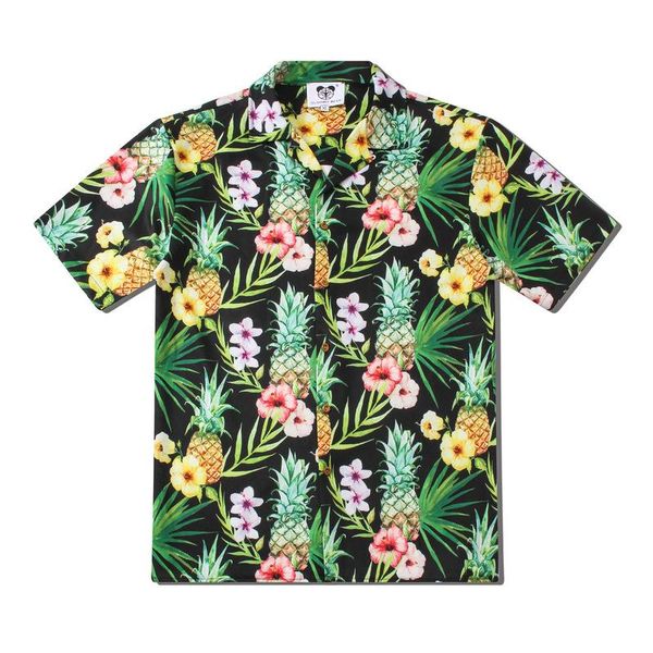 

men's casual shirts summer mens fruit pineapple print shirt lovers fashion short sleeve cool thin loose hawaiian beach harajuku lapel, White;black