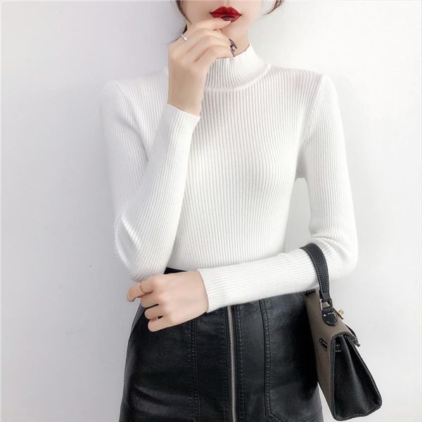 autumn women solid turtleneck sweater slim tight bottoming knitted casual pullovers top, White;black
autumn women solid turtleneck sweater slim tight bottoming knitted casual pullovers top, White;black