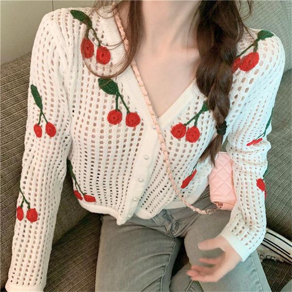 women's knits & tees cut out sweet v-neck long sleeve knitted cardigan 2021 summer short loose age reducing fashion, White
women's knits & tees cut out sweet v-neck long sleeve knitted cardigan 2021 summer short loose age reducing fashion, White