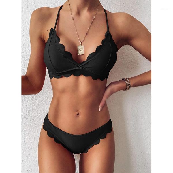 women two piece swimsuit bikini push up beachwear swimwear solid color wave edge set viquinis mujer 2021 women's, White;black
women two piece swimsuit bikini push up beachwear swimwear solid color wave edge set viquinis mujer 2021 women's, White;black