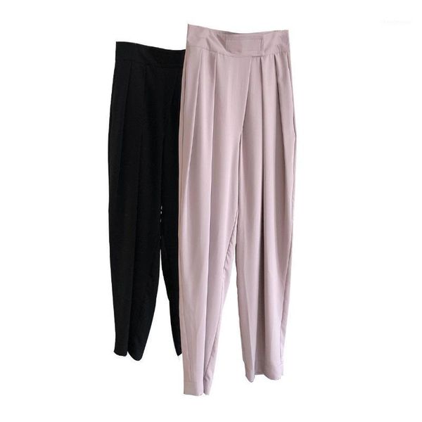 men's pants summer design high-waist folds diagonal placket wide-leg radish loose and thin draped trousers women, Black
men's pants summer design high-waist folds diagonal placket wide-leg radish loose and thin draped trousers women, Black