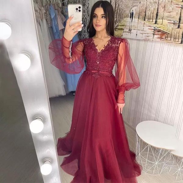 burgundy evening dresses party dress deep v-neck long puff sleeve a-line beaded for tulle prom gowns robe de soiree femme251s, Black;red
burgundy evening dresses party dress deep v-neck long puff sleeve a-line beaded for tulle prom gowns robe de soiree femme251s, Black;red