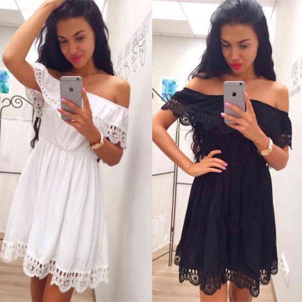 ladies sweet women lace white dress stylish slash neck casual slim loose beach dress summer women sundress female vestidos 210416, Black;gray
ladies sweet women lace white dress stylish slash neck casual slim loose beach dress summer women sundress female vestidos 210416, Black;gray
