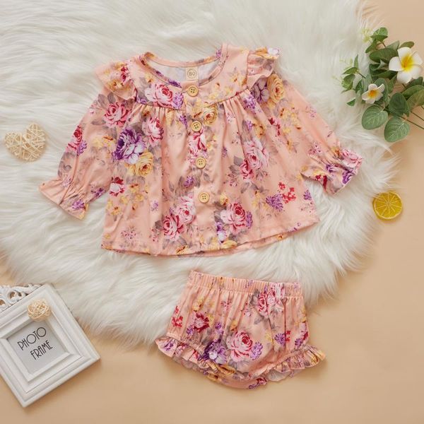 clothing sets girls floral print clothes set, long sleeve large hem o-neck +short pants with ruffles, White
clothing sets girls floral print clothes set, long sleeve large hem o-neck +short pants with ruffles, White