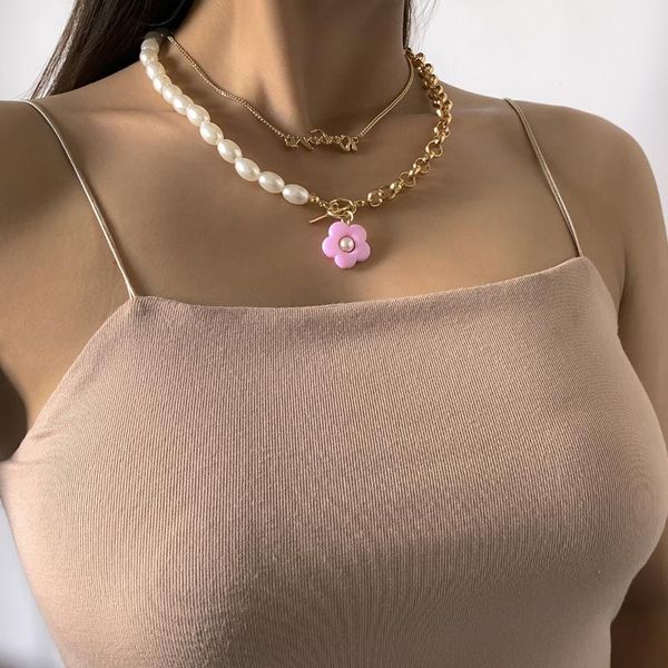 chokers cute korea baroque pearls chains collar necklace for women female pink flowers pendant natural stone boho jewelry, Golden;silver
chokers cute korea baroque pearls chains collar necklace for women female pink flowers pendant natural stone boho jewelry, Golden;silver