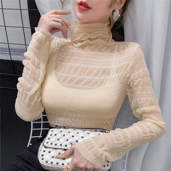 women's t-shirt women spring bottoming tee shirt see through ladies turtleneck long sleeve elegant solid colot tshirt femme, White
women's t-shirt women spring bottoming tee shirt see through ladies turtleneck long sleeve elegant solid colot tshirt femme, White