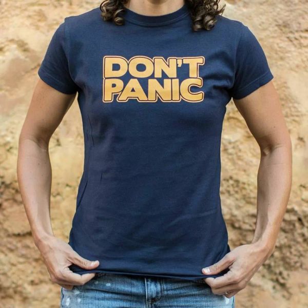 don't panic t-shirt | short sleeve graphic tee for women, White;black 
don't panic t-shirt | short sleeve graphic tee for women, White;black