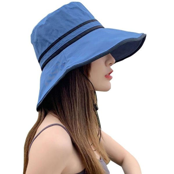 womens summer floppy wide brim sun hat with chin strap elegant solid color striped uv protection visor travel beach cap hats, Blue;gray
womens summer floppy wide brim sun hat with chin strap elegant solid color striped uv protection visor travel beach cap hats, Blue;gray