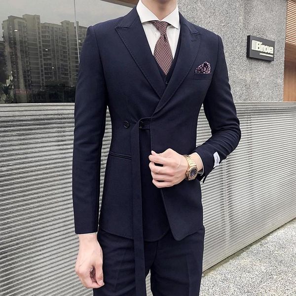 men's suits & blazers ternos masculino belt design slim suit 2-piece elastic fabric trajes de hombre men tuxedo autumn 2021 grooms, White;black
men's suits & blazers ternos masculino belt design slim suit 2-piece elastic fabric trajes de hombre men tuxedo autumn 2021 grooms, White;black