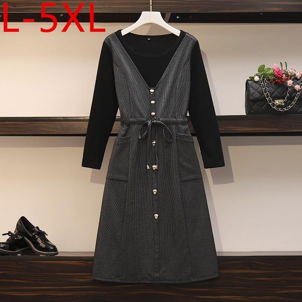 plus size dresses l-5xl 2021 autumn women's long sleeves patchwork stripe drawstring dress female oversize s200, Black
plus size dresses l-5xl 2021 autumn women's long sleeves patchwork stripe drawstring dress female oversize s200, Black