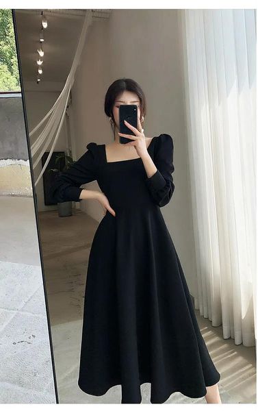 casual dresses black temperament hepburn style dress women's autumn high-waisted thin french square collar long-sleeve skirt, Black;gray
casual dresses black temperament hepburn style dress women's autumn high-waisted thin french square collar long-sleeve skirt, Black;gray