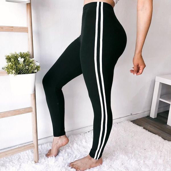 spring double white line printed women leggings punk solid legins stretchy trousers casual workout plus size pants, Black
spring double white line printed women leggings punk solid legins stretchy trousers casual workout plus size pants, Black