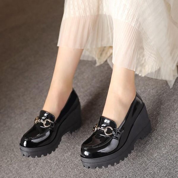 dress shoes leather small women's england 2021 spring net red metal buckle thick sole single shoe heel versatile casual women, Black
dress shoes leather small women's england 2021 spring net red metal buckle thick sole single shoe heel versatile casual women, Black
