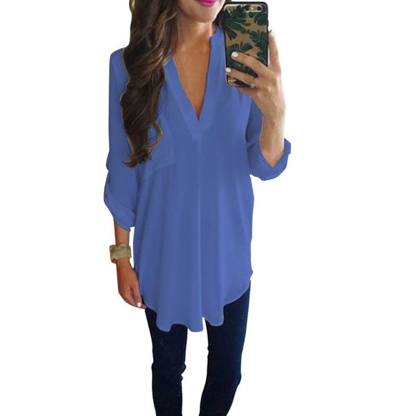 summer solid tunic casual party with pocket loose v neck chiffon plus size pullover women blouse long sleeve women's blouses & shirts, White
summer solid tunic casual party with pocket loose v neck chiffon plus size pullover women blouse long sleeve women's blouses & shirts, White