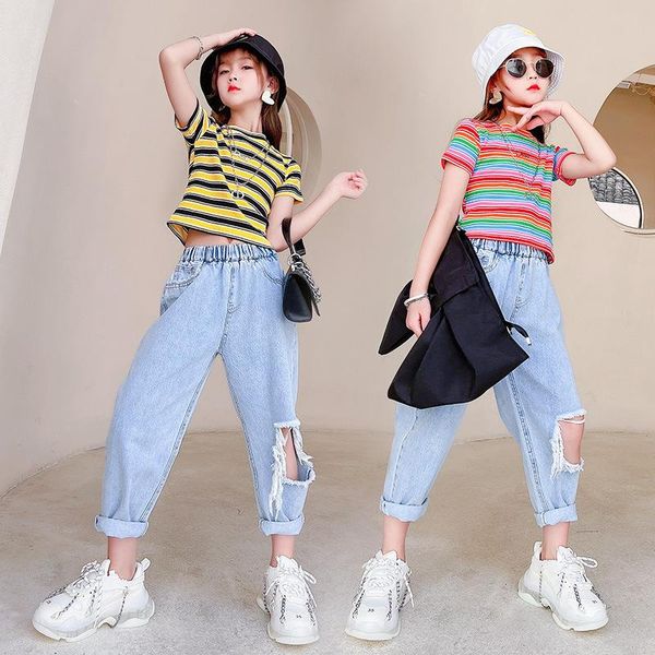 clothing sets girls summer children clothes striped short sleeve t- shirt + jeans casual two-piece tracksuit kids 4-14 y, White
clothing sets girls summer children clothes striped short sleeve t- shirt + jeans casual two-piece tracksuit kids 4-14 y, White
