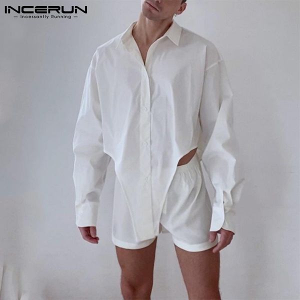 men's tracksuits incerun men casual sets streetwear solid color long sleeve irregular shirts elastic waist shorts 2021 fashion suits 2, Gray
men's tracksuits incerun men casual sets streetwear solid color long sleeve irregular shirts elastic waist shorts 2021 fashion suits 2, Gray