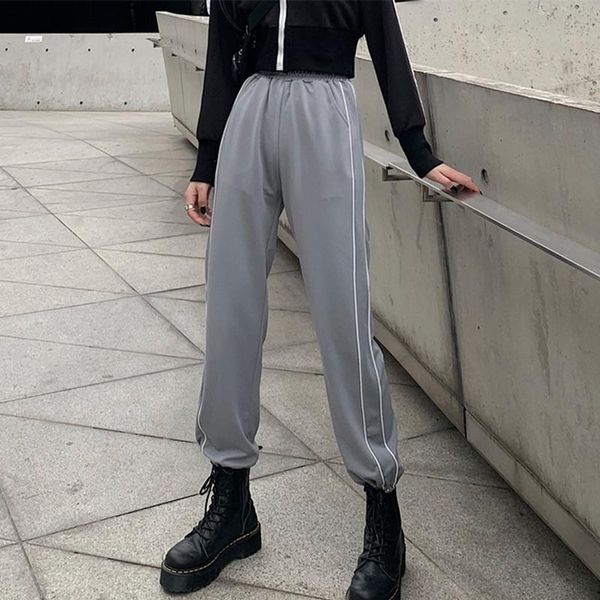 women's pants & capris women harajuku bf style sweatpants 2021 summer fashion loose hip hop sports elastic waist casual jogger trousers, Black;white 
women's pants & capris women harajuku bf style sweatpants 2021 summer fashion loose hip hop sports elastic waist casual jogger trousers, Black;white