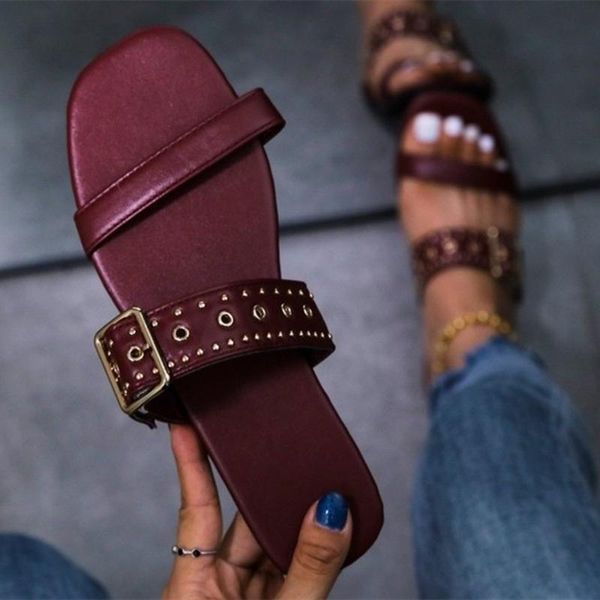 slippers retro lady's open toe roman sandals flat with rivet metal decoration casual slides shoes women big size 10.5, Black
slippers retro lady's open toe roman sandals flat with rivet metal decoration casual slides shoes women big size 10.5, Black