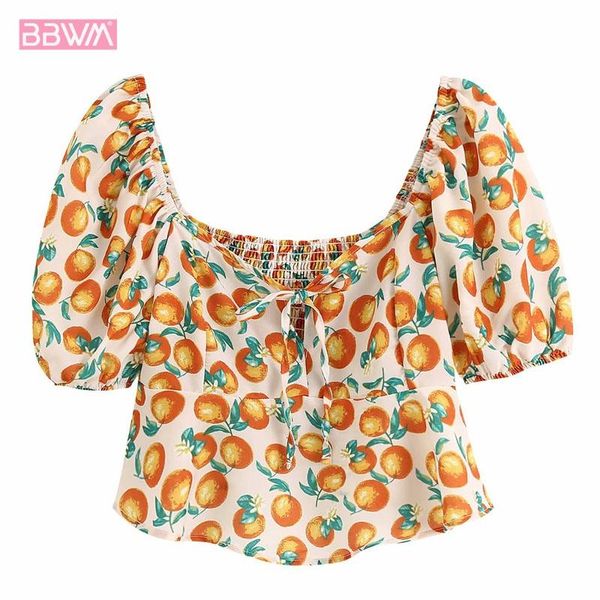 french garden fruit print shirt with short sleeves at the neck bubble sleeve square collar girl blouse small women's blouses & shirts, White
french garden fruit print shirt with short sleeves at the neck bubble sleeve square collar girl blouse small women's blouses & shirts, White