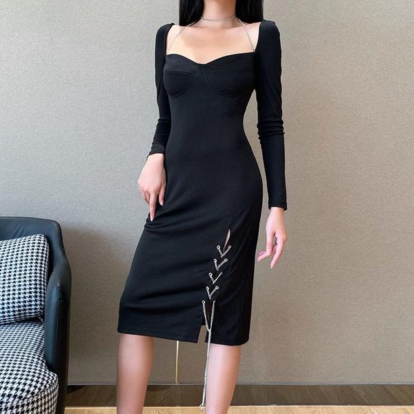 casual dresses women's black knitted chain split long sleeve bodycon dress fall plus size fashion elegant bandage gothic party midi, Black;gray
casual dresses women's black knitted chain split long sleeve bodycon dress fall plus size fashion elegant bandage gothic party midi, Black;gray