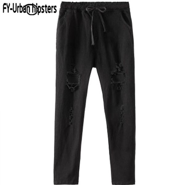 harajuku elastic waist black ripped jeans cotton women harem female fashion patch plus size woman lace-up women's, Blue
harajuku elastic waist black ripped jeans cotton women harem female fashion patch plus size woman lace-up women's, Blue