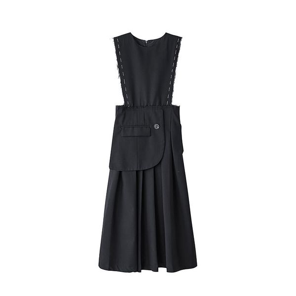 spring autumn new retro pleated strap o neck tank a line mid calf black dresses for women 210421, Black;gray
spring autumn new retro pleated strap o neck tank a line mid calf black dresses for women 210421, Black;gray