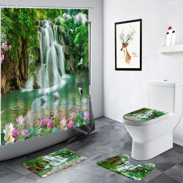 shower curtains forest waterfall scenery curtain pink flowers green plants swan landscape bathroom decor non-slip rug toilet bath mat set
shower curtains forest waterfall scenery curtain pink flowers green plants swan landscape bathroom decor non-slip rug toilet bath mat set