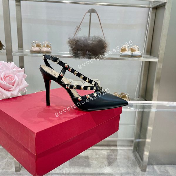 2022 new luxury stud sandals genuine leather slingback pumps ladies high heels fashion rivets shoe party high heel designer leather shoes si, Black;red
2022 new luxury stud sandals genuine leather slingback pumps ladies high heels fashion rivets shoe party high heel designer leather shoes si, Black;red
