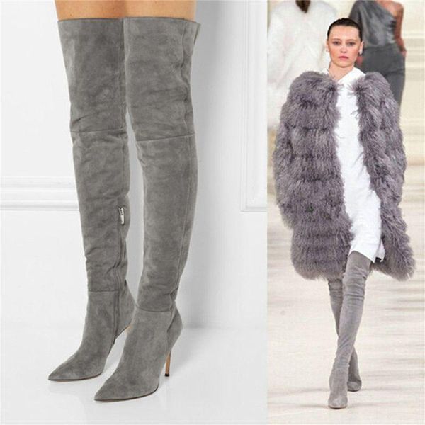 boots winter women suede flock thigh high fashion over the knee zipper heels shoes pointed toe big size 34-48 woman sewing, Black
boots winter women suede flock thigh high fashion over the knee zipper heels shoes pointed toe big size 34-48 woman sewing, Black