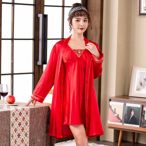 red 2pcs satin women kimono robe set bride dressing gown print letter nightgown&bathrobe v-neck suspender skirt summer homewear women's, Black;red
red 2pcs satin women kimono robe set bride dressing gown print letter nightgown&bathrobe v-neck suspender skirt summer homewear women's, Black;red
