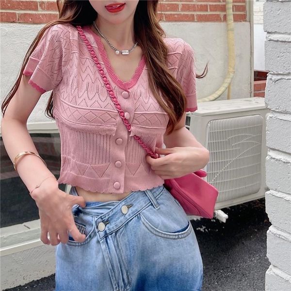 women's knits & tees women v-neck short sleeve ruffle clubwear buttons sweater crop summer outwear knit femme, White
women's knits & tees women v-neck short sleeve ruffle clubwear buttons sweater crop summer outwear knit femme, White