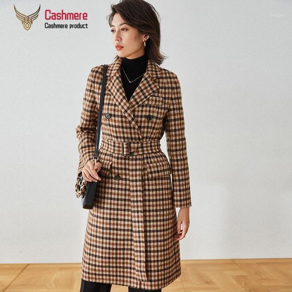 women's wool & blends coat mid-length plaid women autumn winter casual jacket slim belt woolen british style, Black
women's wool & blends coat mid-length plaid women autumn winter casual jacket slim belt woolen british style, Black