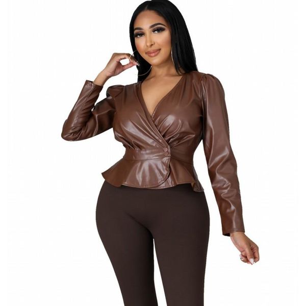women's jackets 2021 spring autumn women pu leather blouses outerwear long sleeve black faux basic coat v-neck motor biker jacket, Black;brown
women's jackets 2021 spring autumn women pu leather blouses outerwear long sleeve black faux basic coat v-neck motor biker jacket, Black;brown